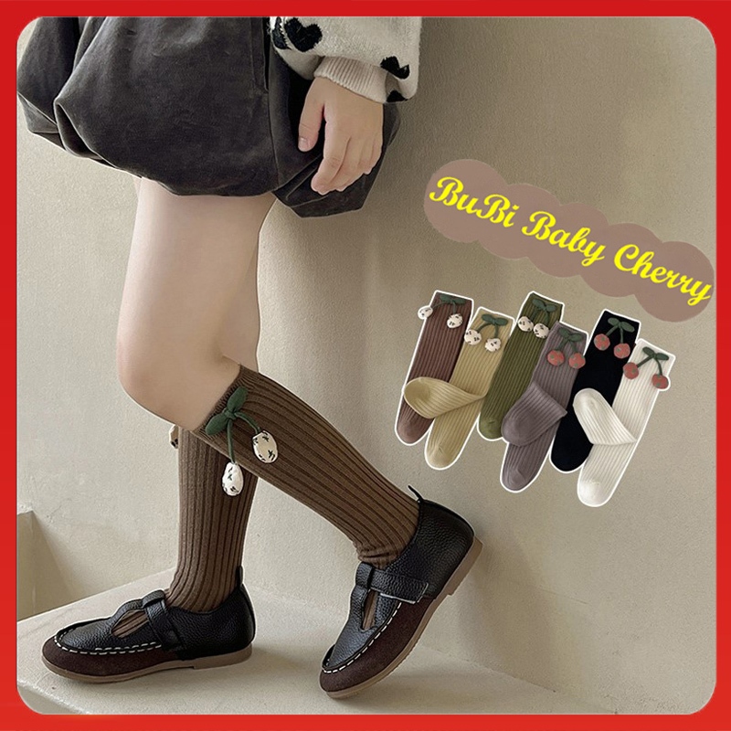 Tất vớ cao cổ cho bé gái 3 - 8 tuổi. Vớ trẻ em thu đông Bubi Baby Cherry hàng cao cấp xuất khẩu