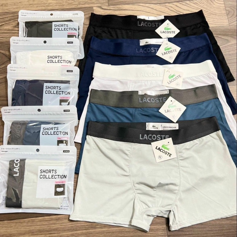 Hộp 5 quần sịp đùi nam cotton mềm, quần lót nam thoáng mát, thấm hút mồ hôi, logo nổi