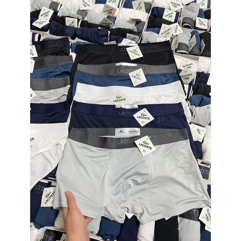 Hộp 5 quần sịp đùi nam cotton mềm, quần lót nam thoáng mát, thấm hút mồ hôi, logo nổi