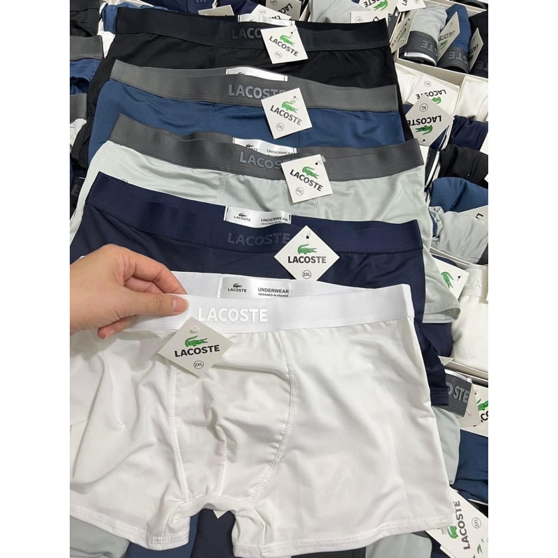 Hộp 5 quần sịp đùi nam cotton mềm, quần lót nam thoáng mát, thấm hút mồ hôi, logo nổi