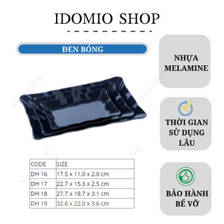Dĩa Nhựa Melamine Hình Vuông Màu Đen
