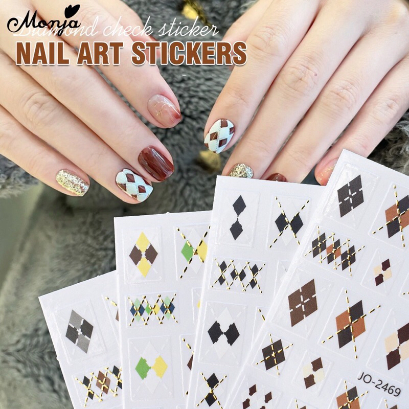 Sticker caro dán móng siêu hót/ Sticker kẻ caro trang trí móng siêu hót/ Tấm dán móng hình caro siêu hót