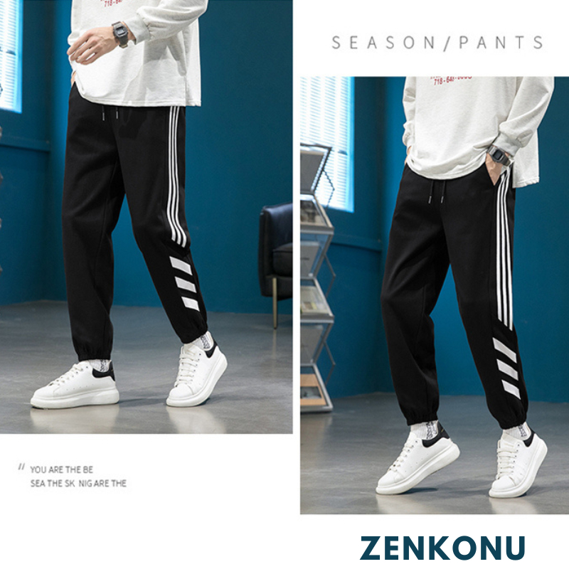 Quần Dài Thể Thao Nam Sọc Chéo Bo Gấu Cạp Chun Phối Dây Rút Thời Trang Zenkonu QUAN NAM 148V1