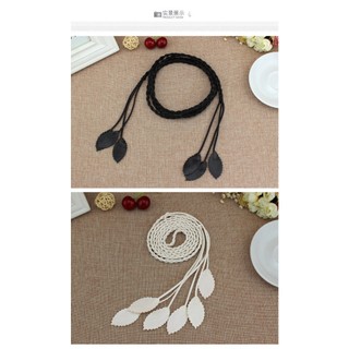 Thắt lưng dây nịt nữ lá bện rít da dài