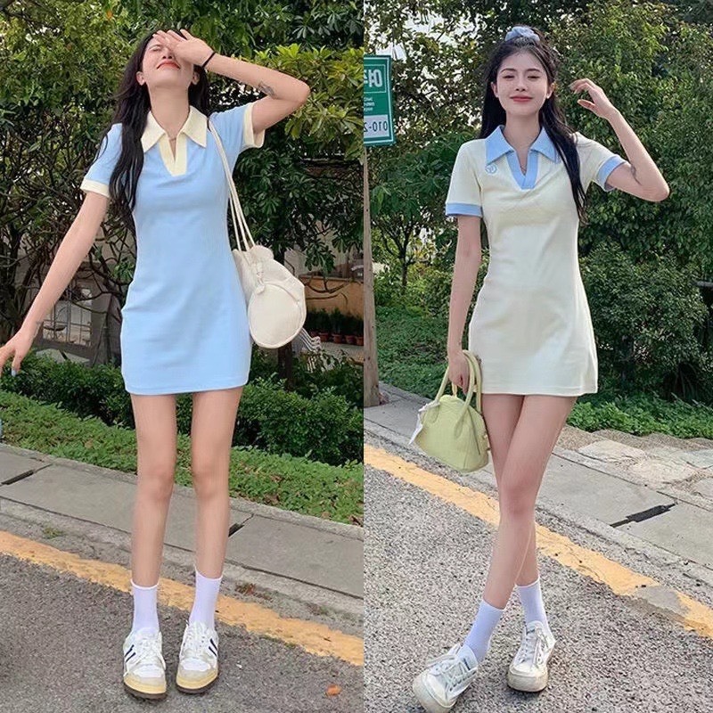 Váy polo nữ kiểu mới , cổ thiết kế phối màu cực xinh. hàng chuẩn, độc lạ. t05