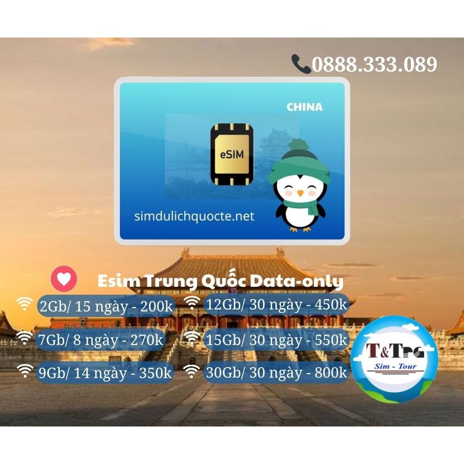 ESIM TRUNG QUỐC Data-only