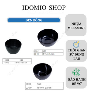 Chén Nhựa Melamine Đen Bóng Nhiều Size