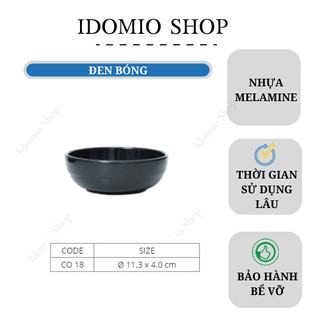 Chén Nhựa Cạn Đen Bóng - Co 18