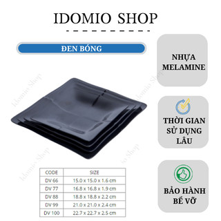 Dĩa Nhựa Melamine Vuông Đen Bóng- Fataco