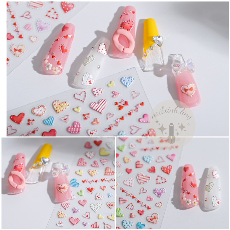 Miếng Dán Móng Tay Sticker In Nổi Hình Gấu Thỏ Dễ Thương Tensor Pro 5D - Hình Dán Trang Trí Móng Tay Nail Phong Cách Hàn