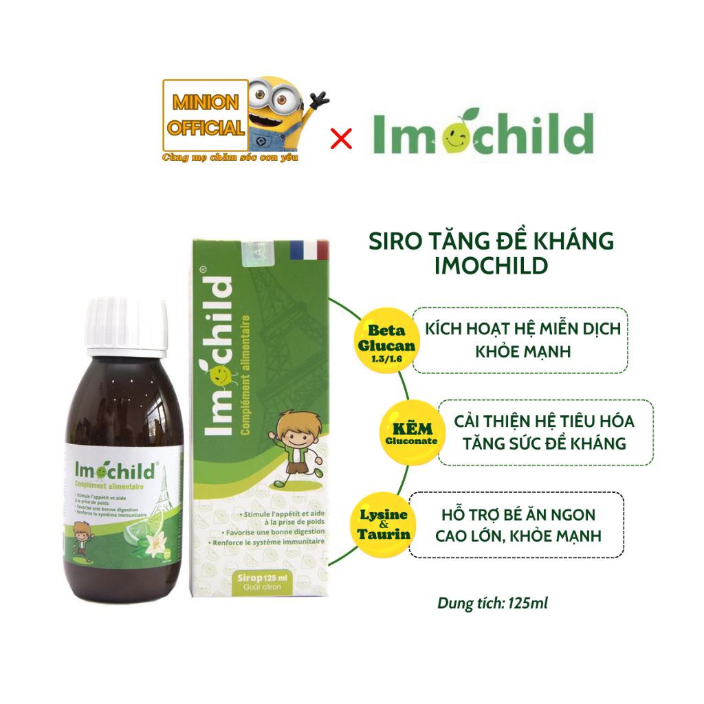 Siro tăng đề kháng IMOCHILD bổ sung vitamin và khoáng chất cho bé từ 1 tuổi, tăng sức đề kháng (DT 125ml)