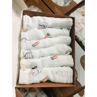 Hộp 6 chiếc khăn sữa 100% sợi tre Premium Bamboo Molli - Khăn sữa sợi tre 2 lớp cho bé Happypig