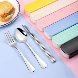 Bộ Đũa, thìa, dĩa inox kèm hộp màu pastel xinh xắn
