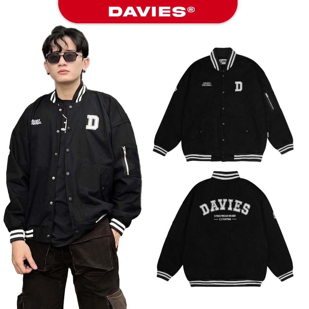 Áo khoác bomber nam nữ màu đen kaki Daviesism local brand Davies| D18-AK4