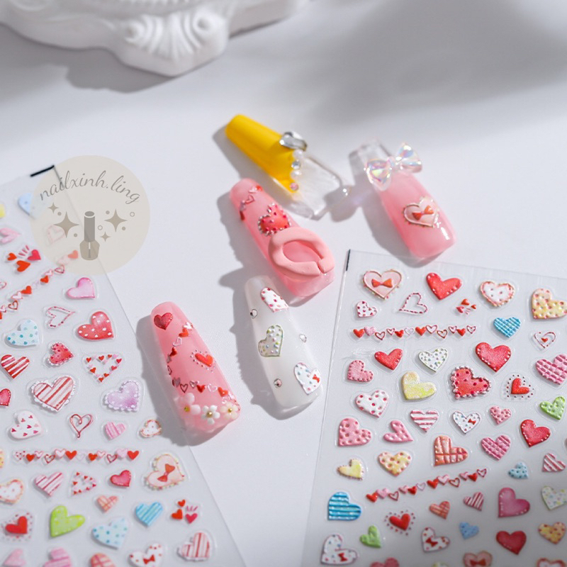 Miếng Dán Móng Tay Sticker In Nổi Hình Gấu Thỏ Dễ Thương Tensor Pro 5D - Hình Dán Trang Trí Móng Tay Nail Phong Cách Hàn