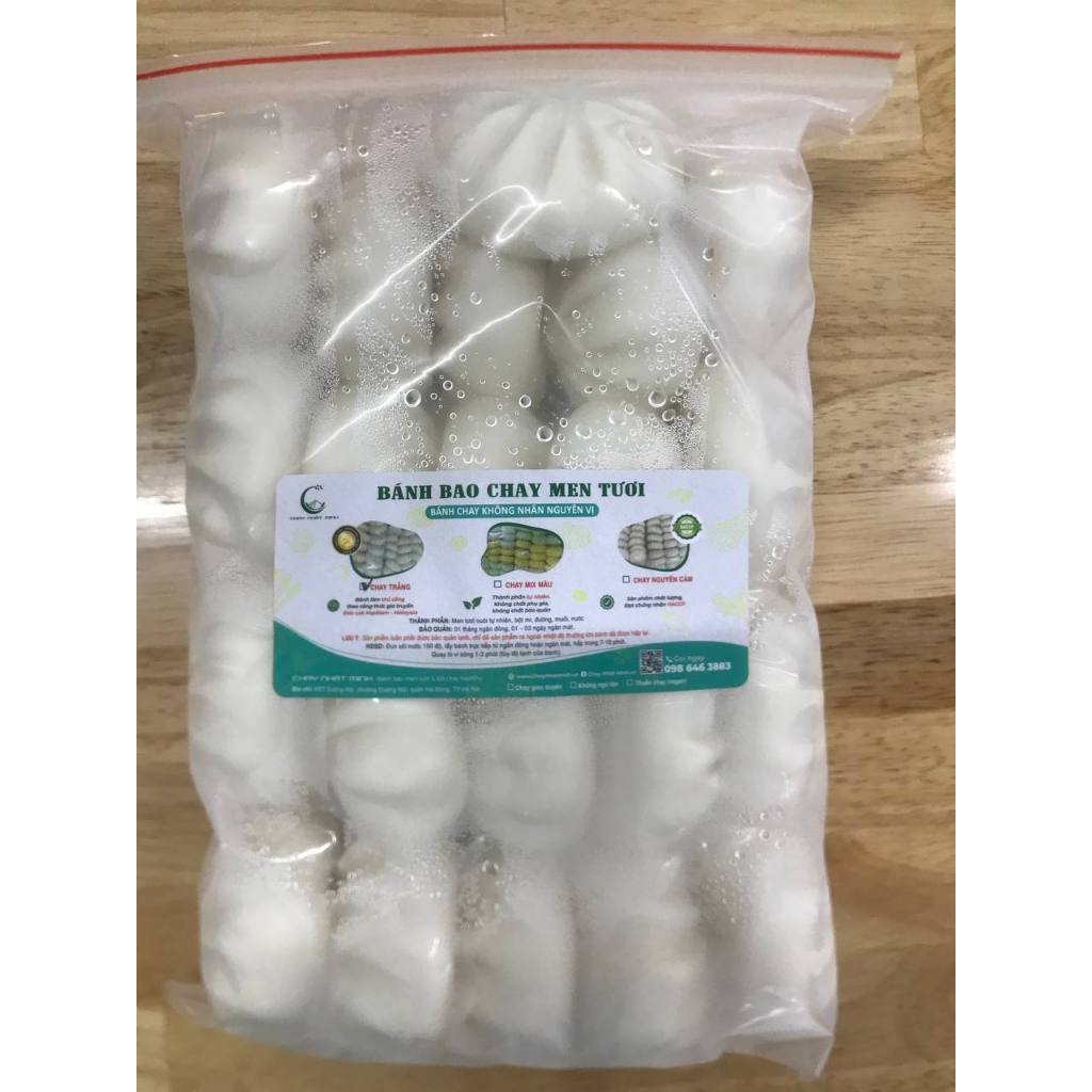 Bánh bao chay men tươi - không nhân - mầu trắng vegan
