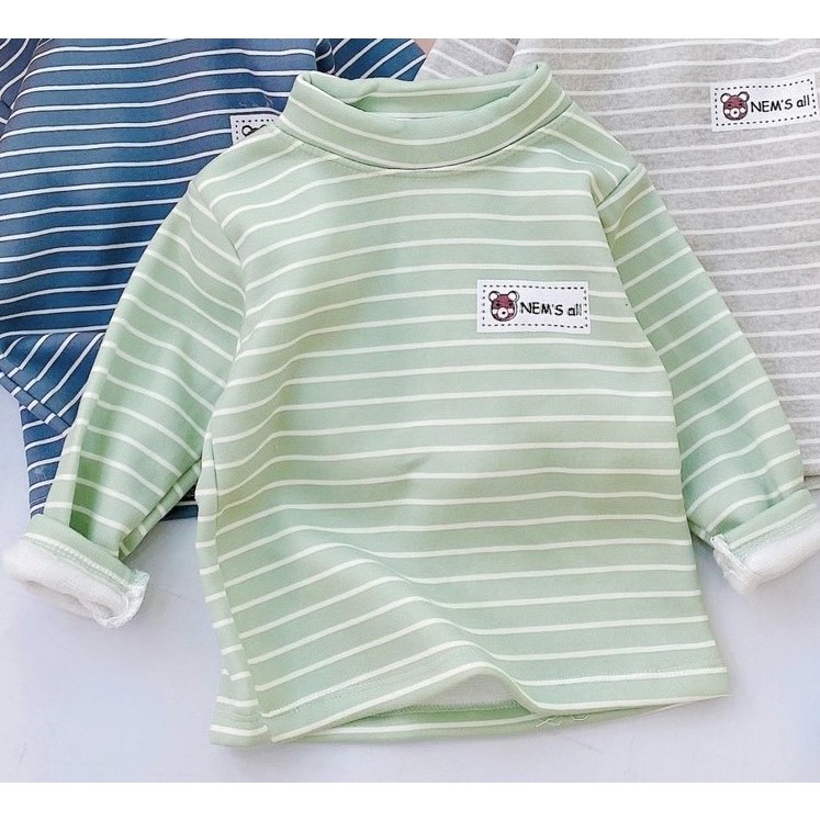 Áo giữ nhiệt họa tiết kẻ sọc cho bé trai, bé gái size 5-15kg