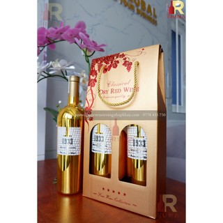 Quà tặng hộp giấy 2 chai rượu vang Ý 1933 Topaz