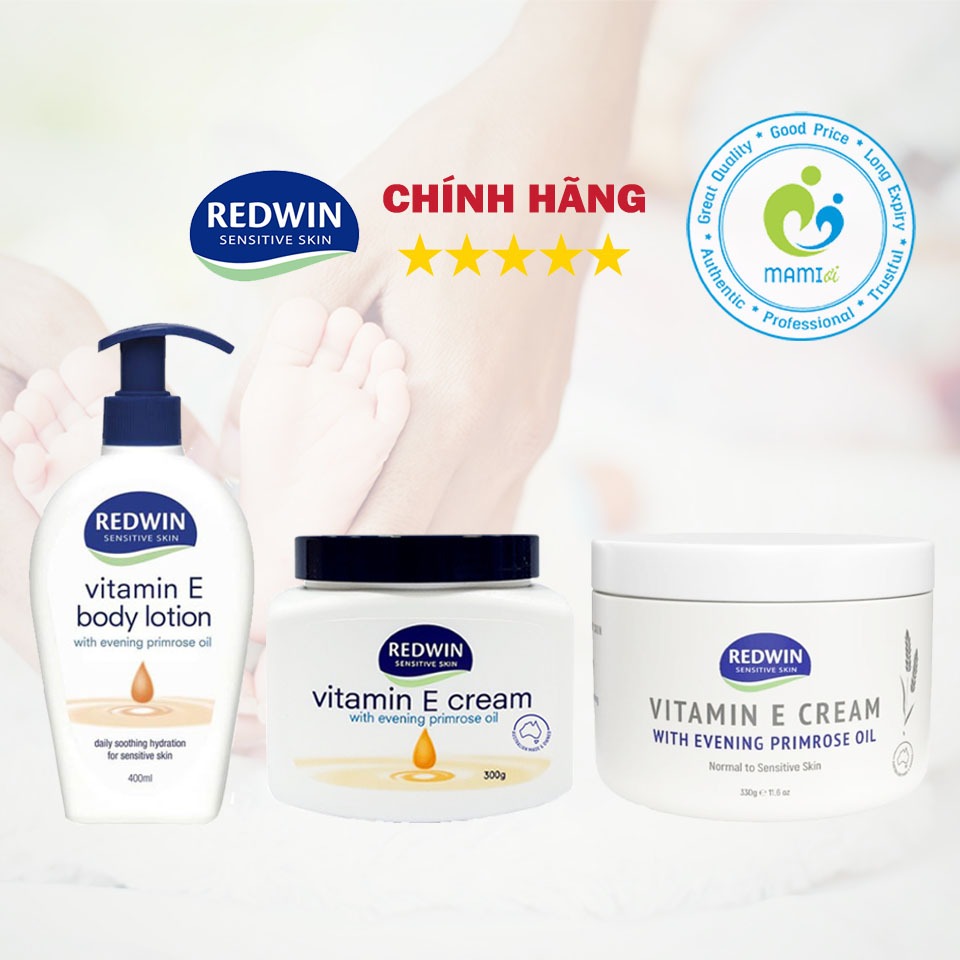 Kem dưỡng da  vitamin E và tinh dầu hoa anh thảo giúp da mềm mịn, sáng bóng, căng mịn cho mọi lứa tuổi Redwin, Úc