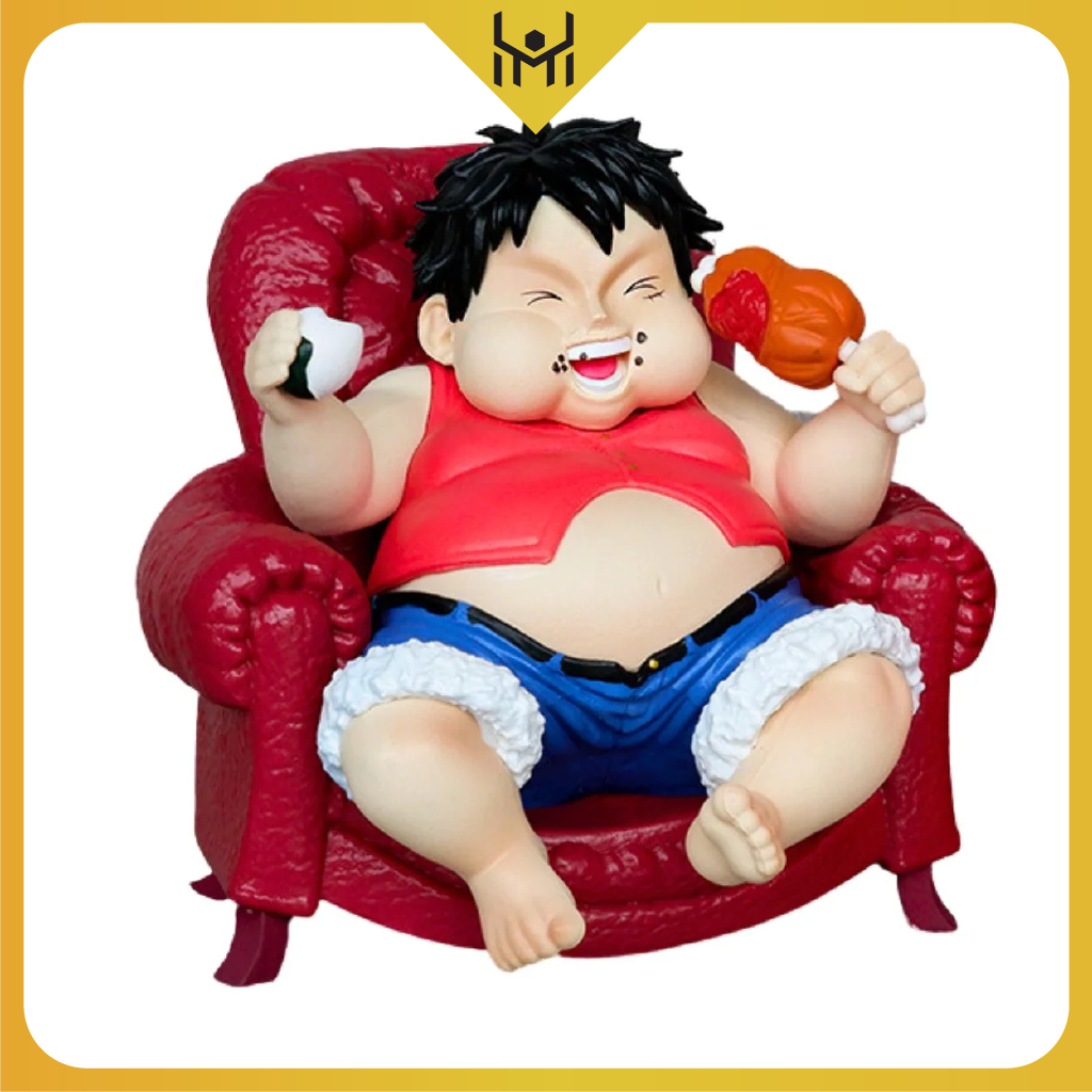 Mô Hình OnePiece Luffy Béo ngồi ghế - Cao 14cm - nặng 1kg - Phụ kiện  Ghế + nắm cơm + đùi gà - Figure OnePiece - Có Hộp