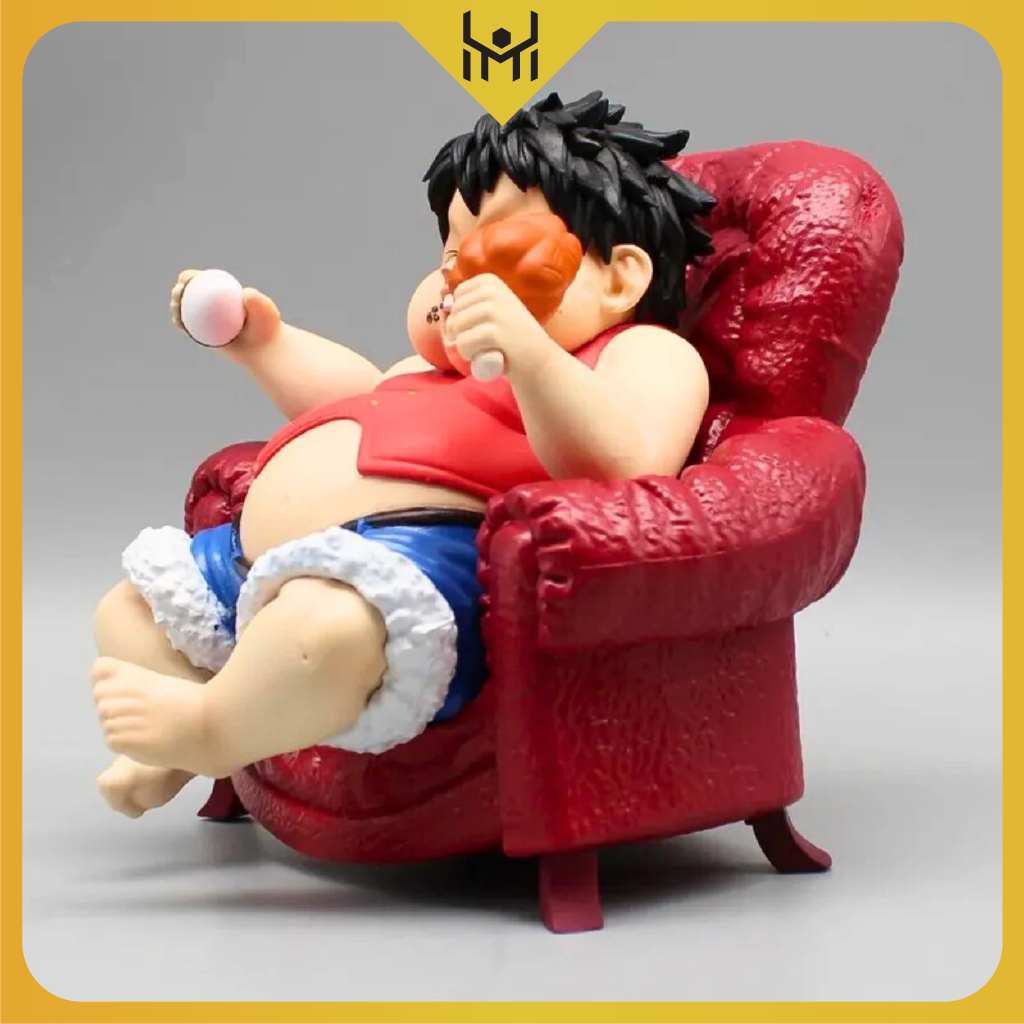 Mô Hình OnePiece Luffy Béo ngồi ghế - Cao 14cm - nặng 1kg - Phụ kiện  Ghế + nắm cơm + đùi gà - Figure OnePiece - Có Hộp