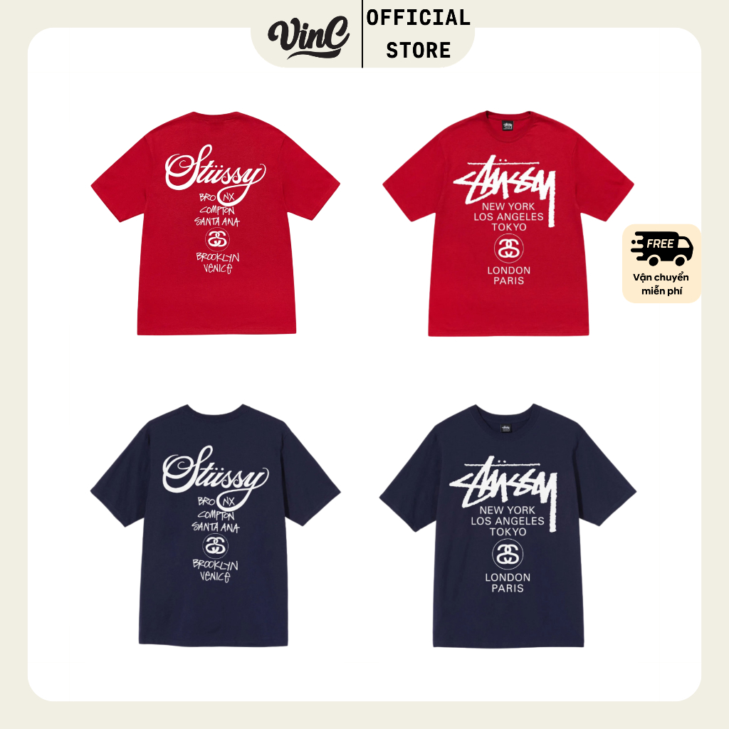 Áo thun Stussy World Tour phối màu mới unisex - CÓ SẴN