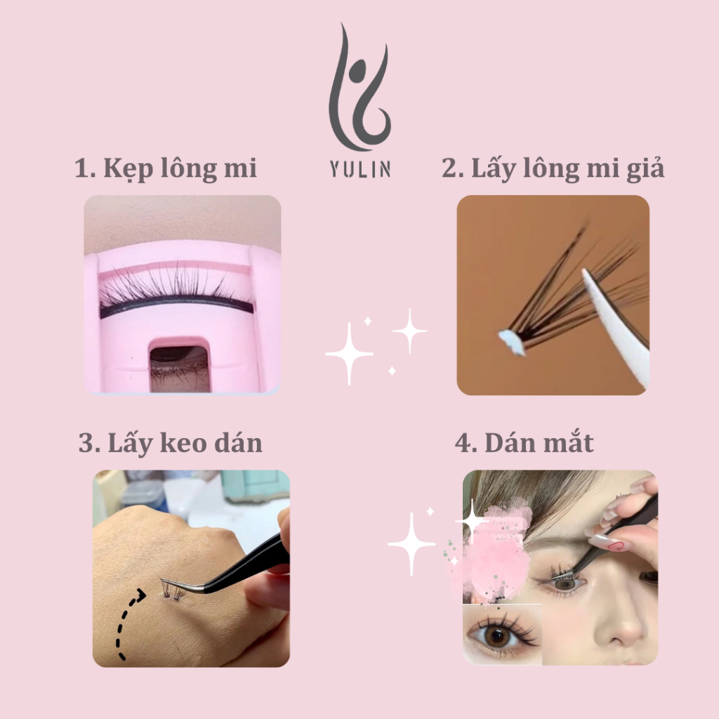 Mi giả tách sợi siêu mảnh và tự nhiên YULIN mã A06 , mi tách sợi tặng kèm keo và kẹp lấy