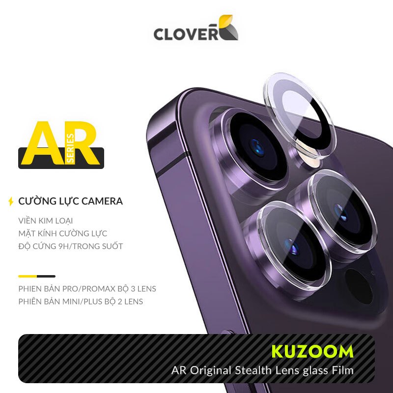 Kính Cường Lực Camera Kuzoom AR Lens - Thiết Kế 2 Tầng, Trong Suốt Hoàn Toàn, Siêu Mỏng Dùng Cho iP11/12/13/14/15 Series