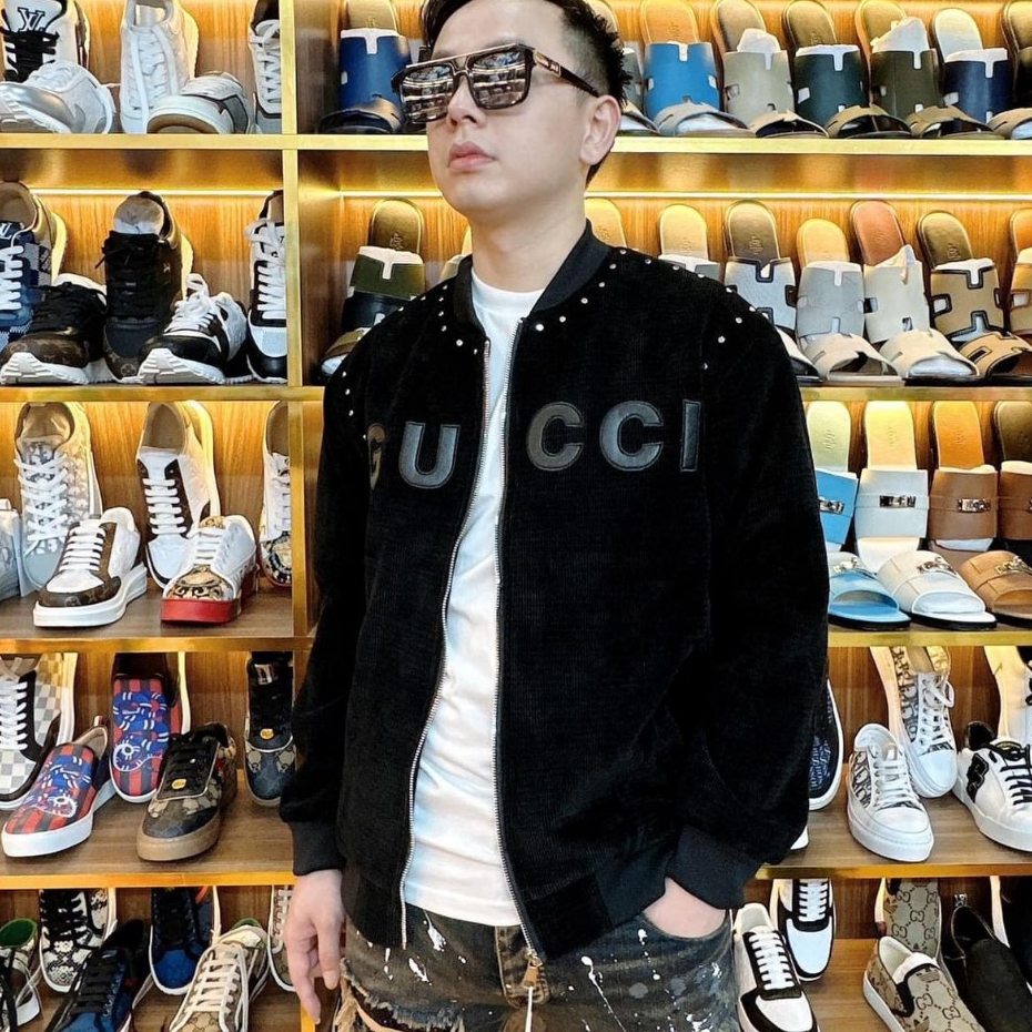 Áo Khoác Bomber Thêu Logo Chữ GUCCIII Cực Nét, Đính Hạt Thân Áo, Chất Nhung Dày Dặn Cao Cấp, Mẫu Hot Nhất