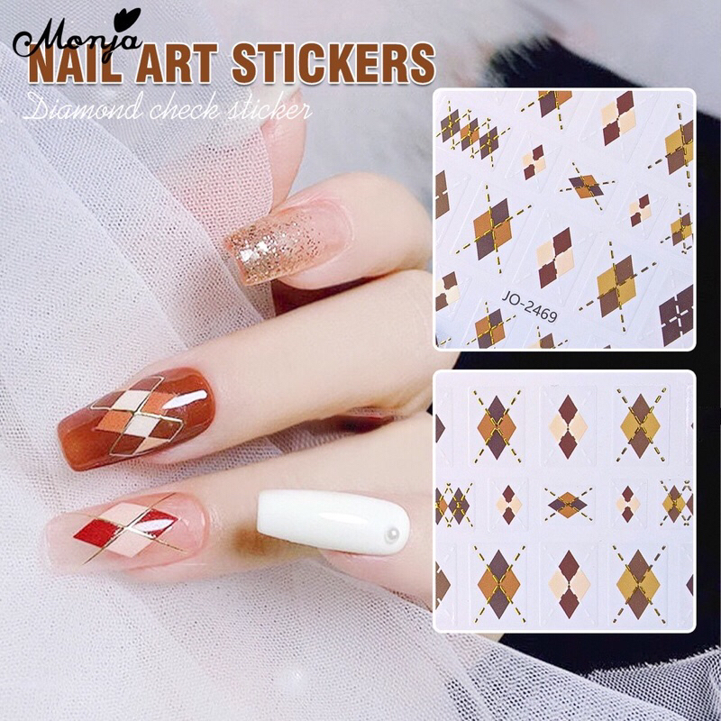 Sticker caro dán móng siêu hót/ Sticker kẻ caro trang trí móng siêu hót/ Tấm dán móng hình caro siêu hót