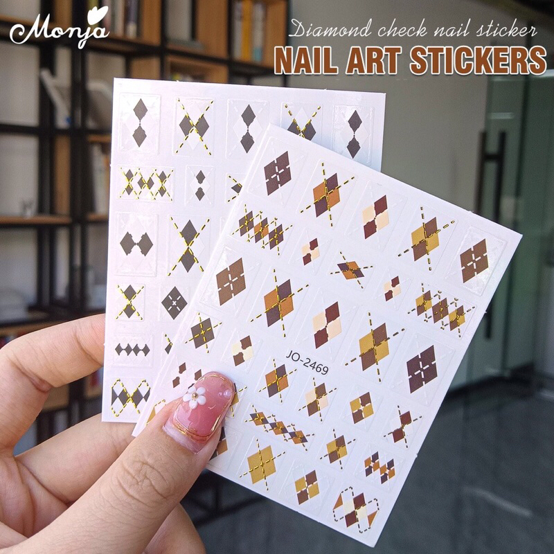 Sticker caro dán móng siêu hót/ Sticker kẻ caro trang trí móng siêu hót/ Tấm dán móng hình caro siêu hót
