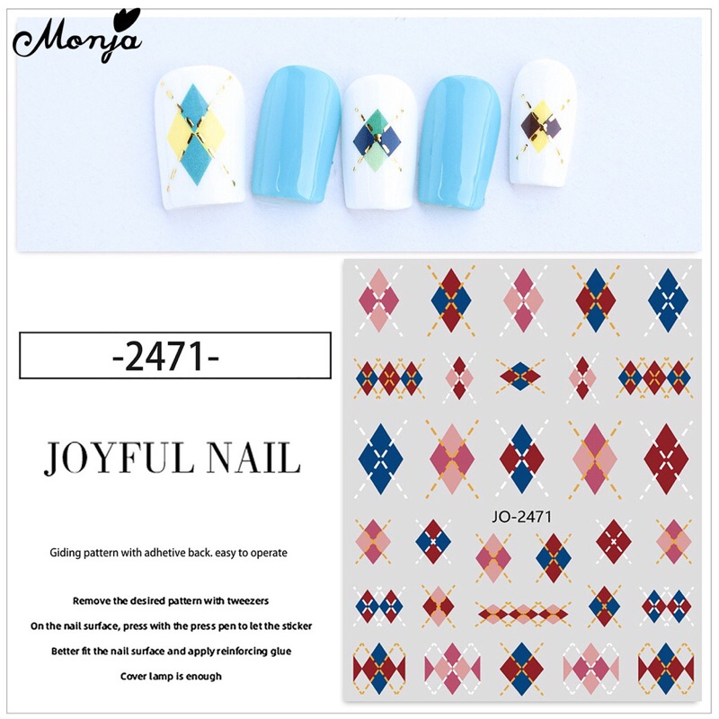 Sticker caro dán móng siêu hót/ Sticker kẻ caro trang trí móng siêu hót/ Tấm dán móng hình caro siêu hót