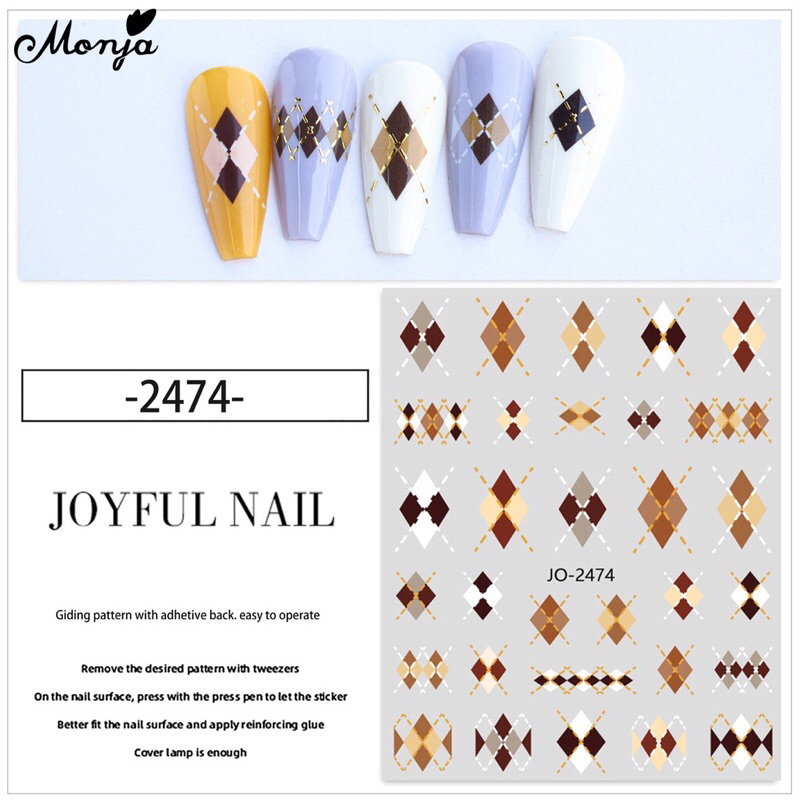 Sticker caro dán móng siêu hót/ Sticker kẻ caro trang trí móng siêu hót/ Tấm dán móng hình caro siêu hót