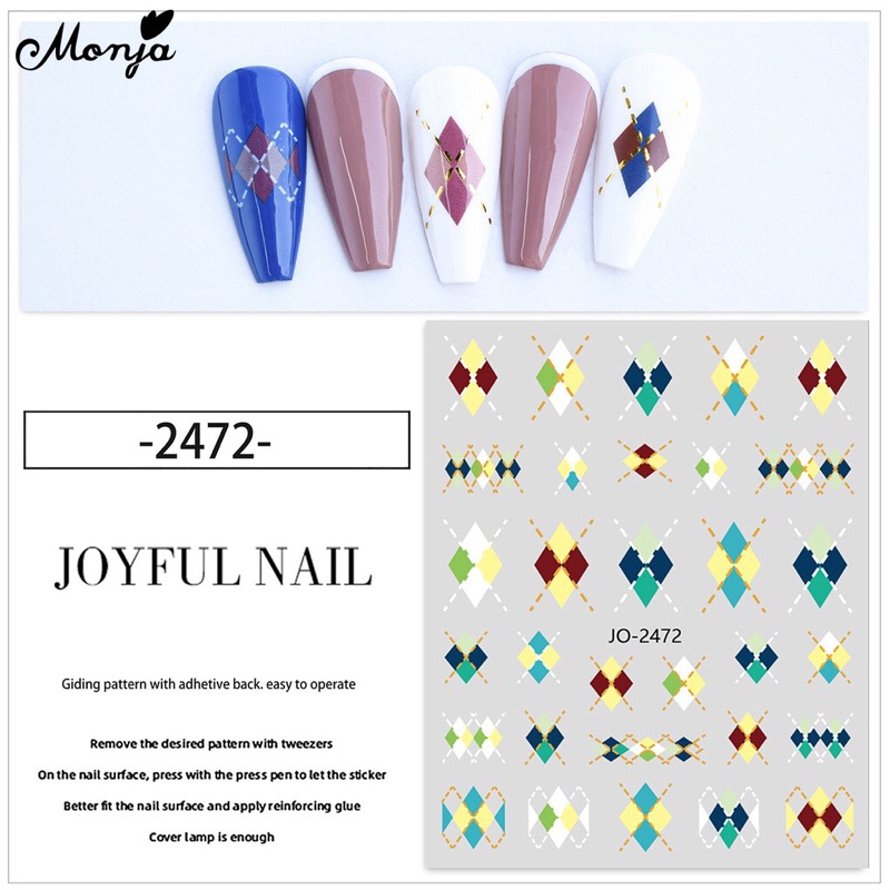 Sticker caro dán móng siêu hót/ Sticker kẻ caro trang trí móng siêu hót/ Tấm dán móng hình caro siêu hót