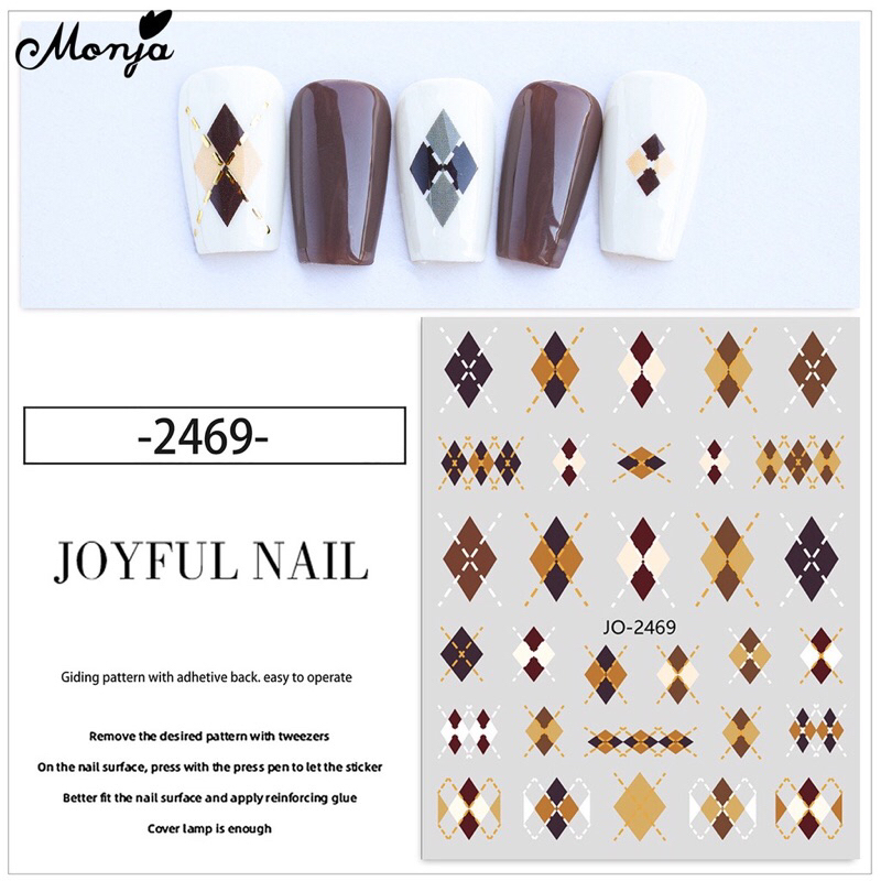 Sticker caro dán móng siêu hót/ Sticker kẻ caro trang trí móng siêu hót/ Tấm dán móng hình caro siêu hót