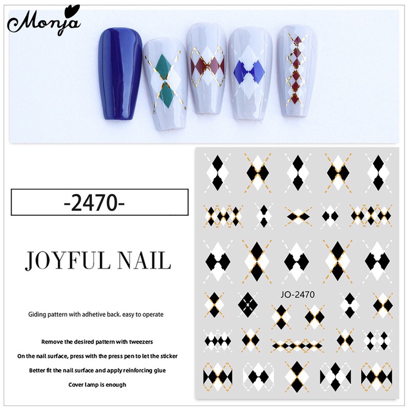 Sticker caro dán móng siêu hót/ Sticker kẻ caro trang trí móng siêu hót/ Tấm dán móng hình caro siêu hót