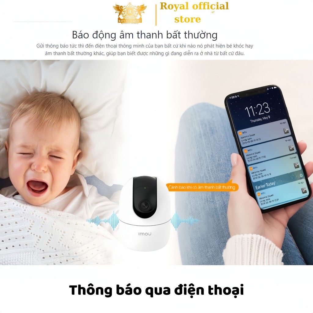 Camera wifi imou trong nhà A22EP 2M Full HD 1080P Xoay 360 độ, đàm thoại 2 chiều chính hãng - Camera imou wifi Royal