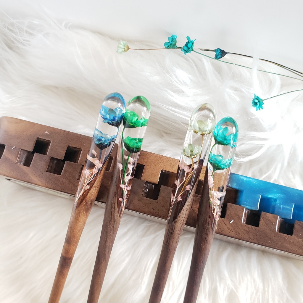 TRÂM CÀI TÓC GỖ-RESIN & SNOWY XANH
