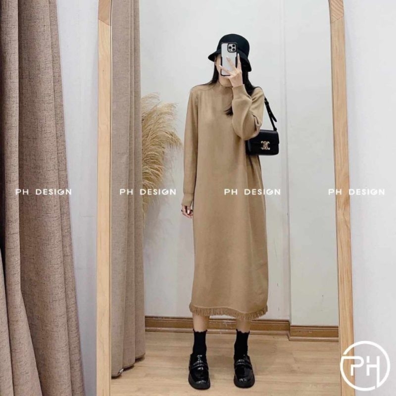 Váy len suông chân tua rua hàng QCL1