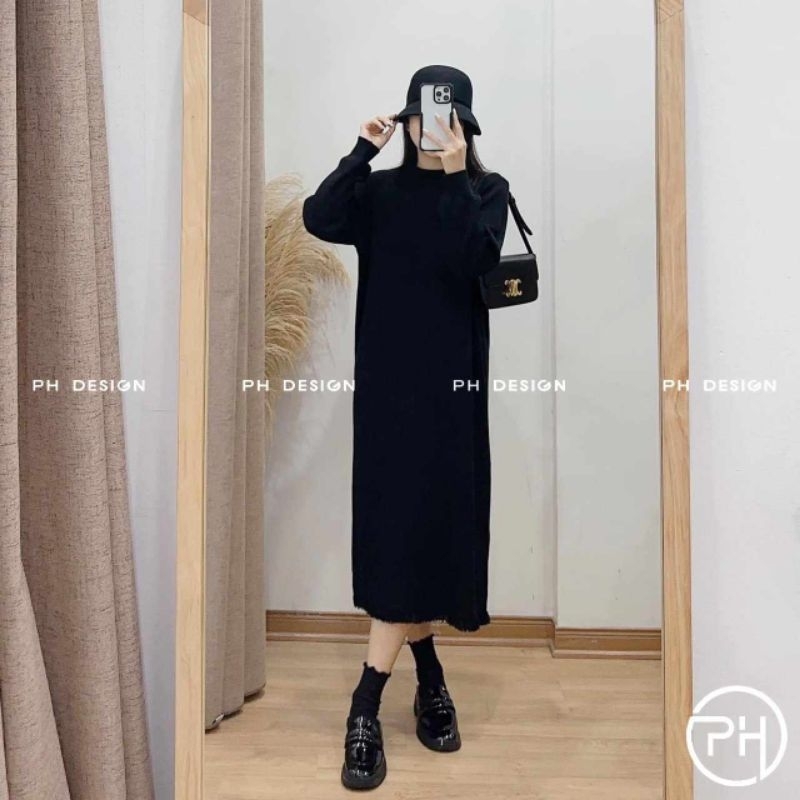 Váy len suông chân tua rua hàng QCL1