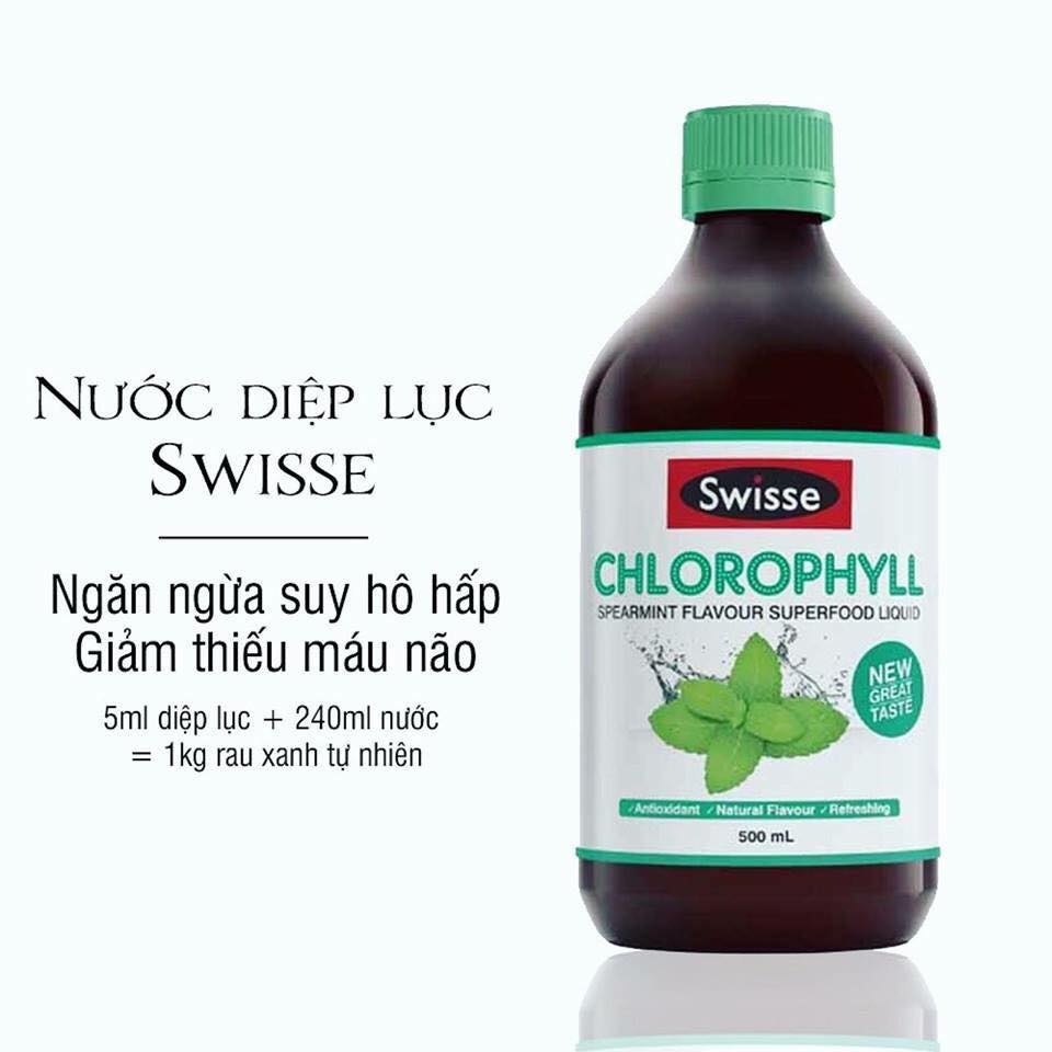 Nước diệp lục Swisse chlorophyll Dâu/ Bạc Hà 500ml ]