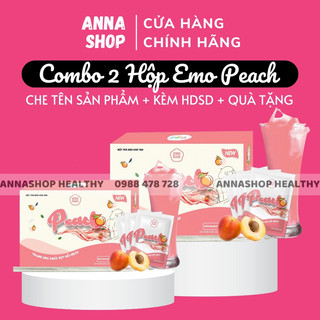 Combo 2 hộp bột giảm cân trái cây emoslim vị đào/ giam can nhanh