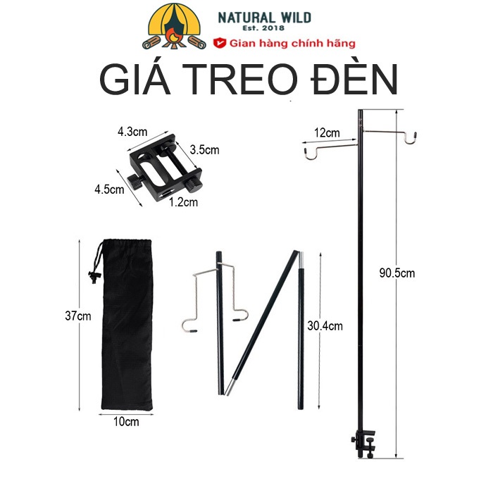 Giá Treo Đèn, Gậy Treo Đèn, Cột Treo Đèn có móc treo đôi gắn Bàn Gấp Gọn, mang đi du lịch
