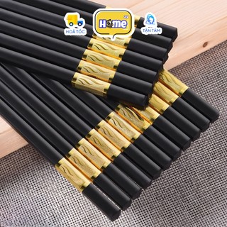 Set 10 đôi đũa hợp kim mạ vàng kháng khuẩn cao cấp chịu nhiệt 220 độ C dài 27cm