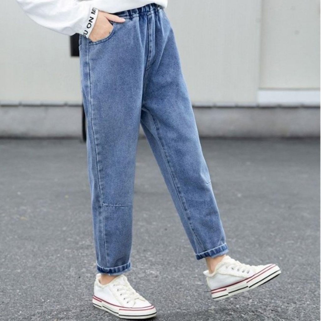 Quần jean Baggy dáng đứng, quần Basic mẫu mới cho bé mặc đi học, đi chơi size từ 15-48kg