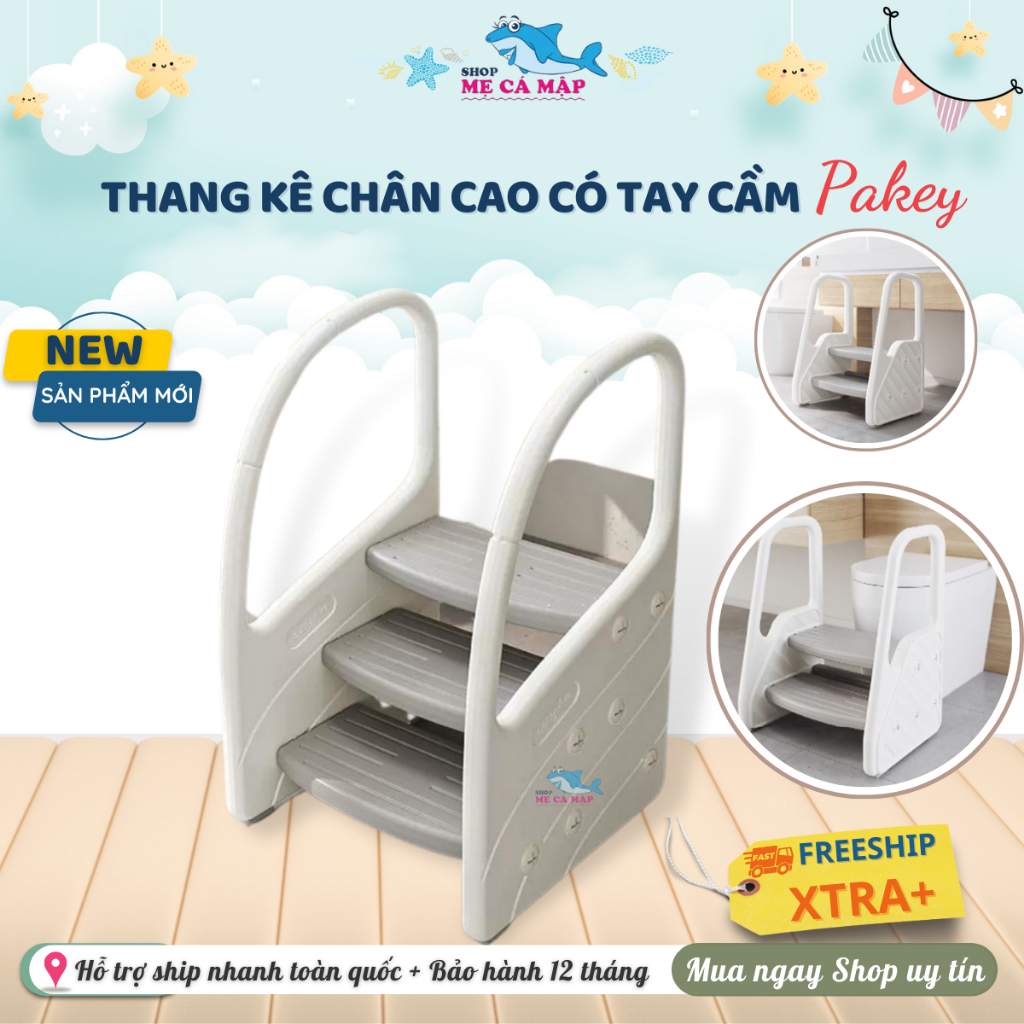 Thang Ghế Kê Chân Có Tay Cầm, Ghế Bậc Thang Cho Bé Đa Năng Giúp Bé Tự Sinh Hoạt Cá Nhân, Họa Tiết Chống Trượt An Toàn