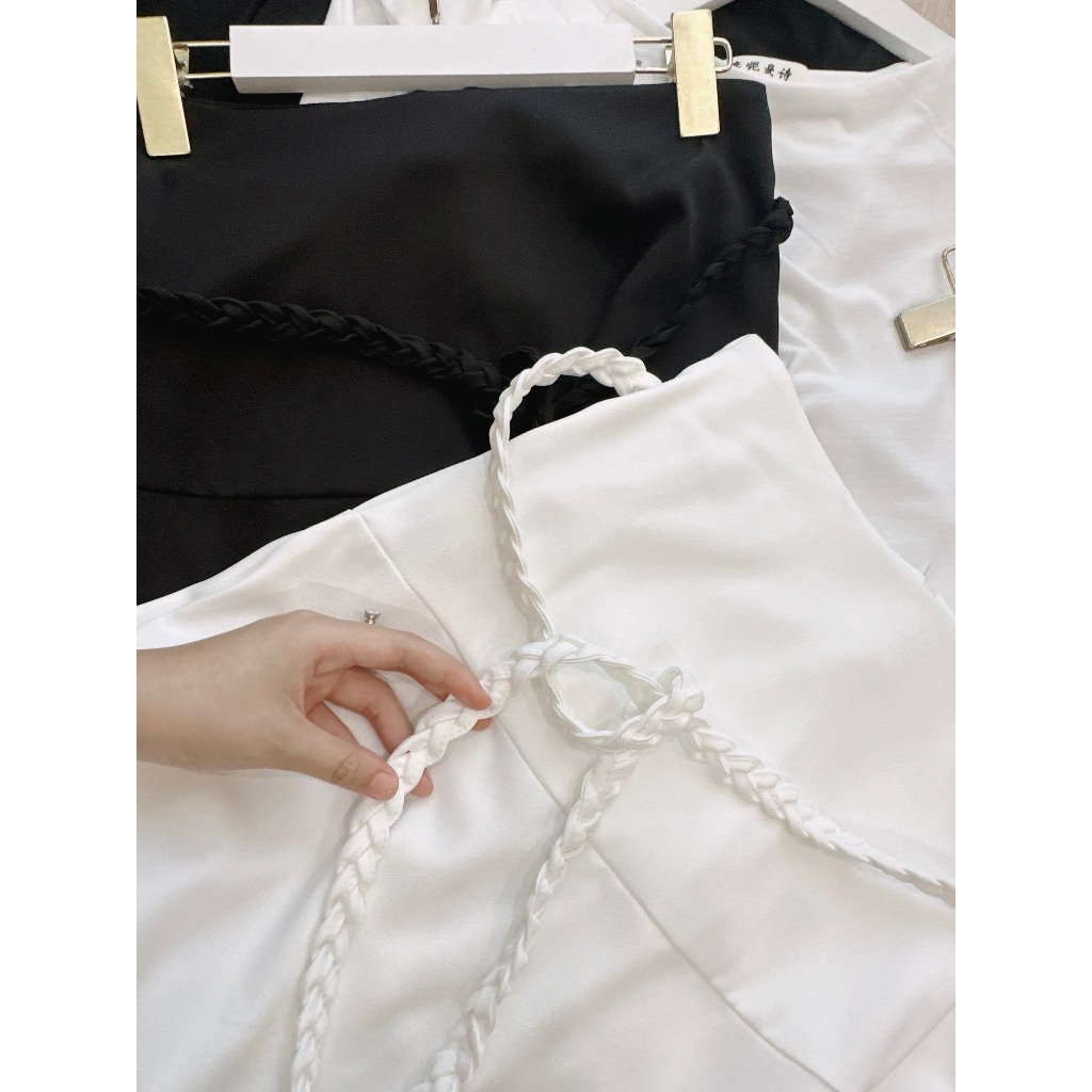 SET ÁO LI VAI CHÂN VÁY XOÈ BỆN DÂY VINTAGE