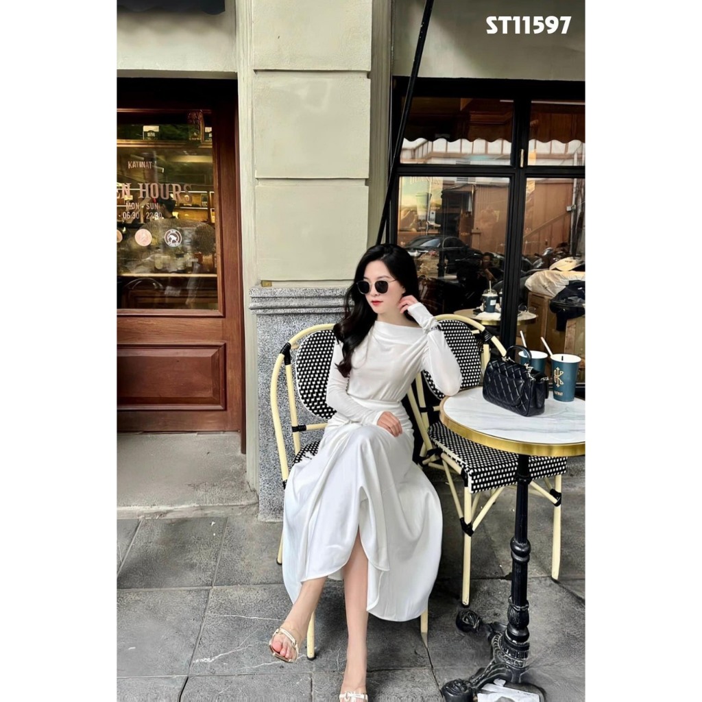SET ÁO LI VAI CHÂN VÁY XOÈ BỆN DÂY VINTAGE