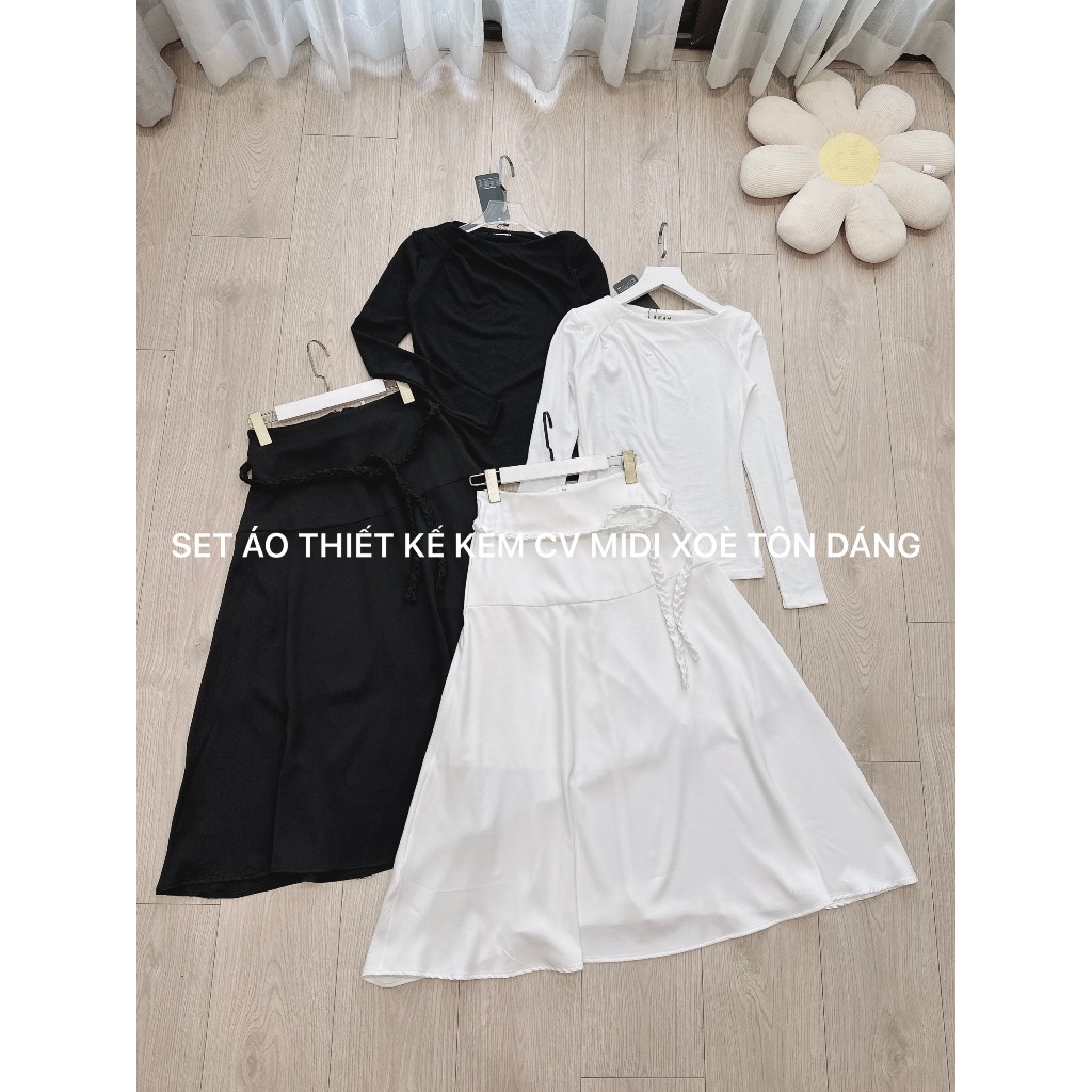 SET ÁO LI VAI CHÂN VÁY XOÈ BỆN DÂY VINTAGE