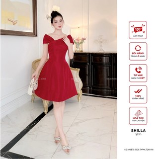 Váy đầm thiết kế cao cấp màu đỏ trễ vai sang trọng [ Ảnh thật ] The Shilla-SCG.N46B70.59C9.TAPAK.T2M.V88 - ĐỎ